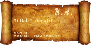 Milkó Arnold névjegykártya